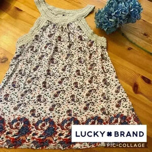 Lucky Brand Crochet summer tank top women S